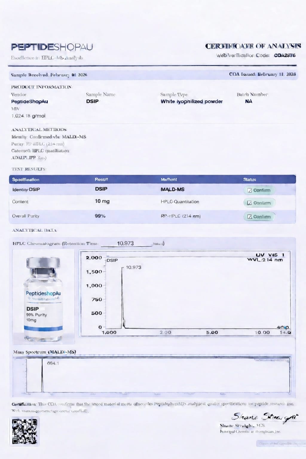 Buy DSIP 10mg AU -(Research Grade)